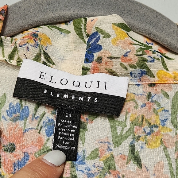 ELOQUII Floral Ruffle Tiered Chiffon Maxi Dress Size 24 Cottage Easter Spring - Picture 8 of 11